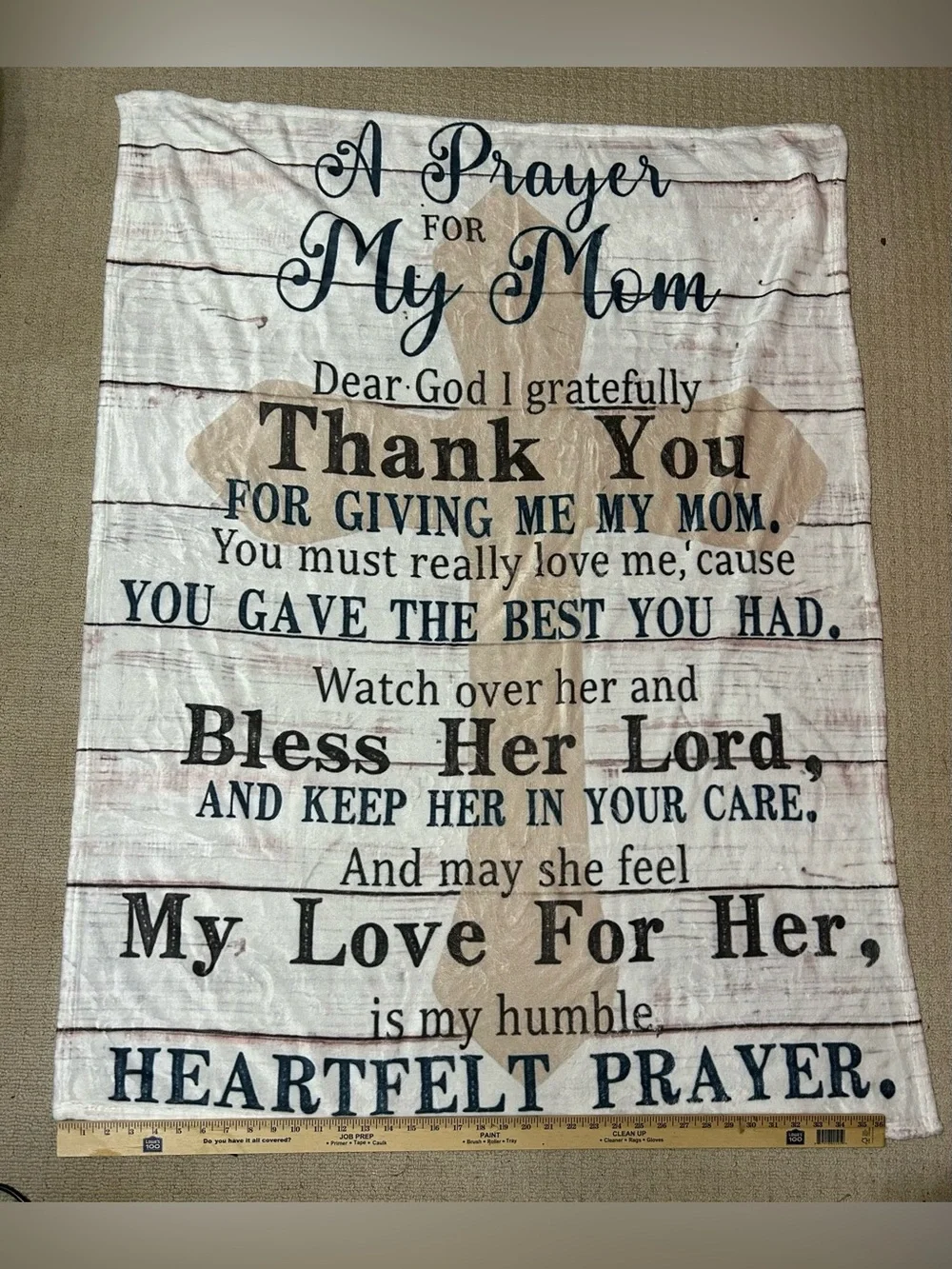 Mom Prayer Throw Blanket - Cream & Tan 50X38 Soft Plush Inspirational NWOT